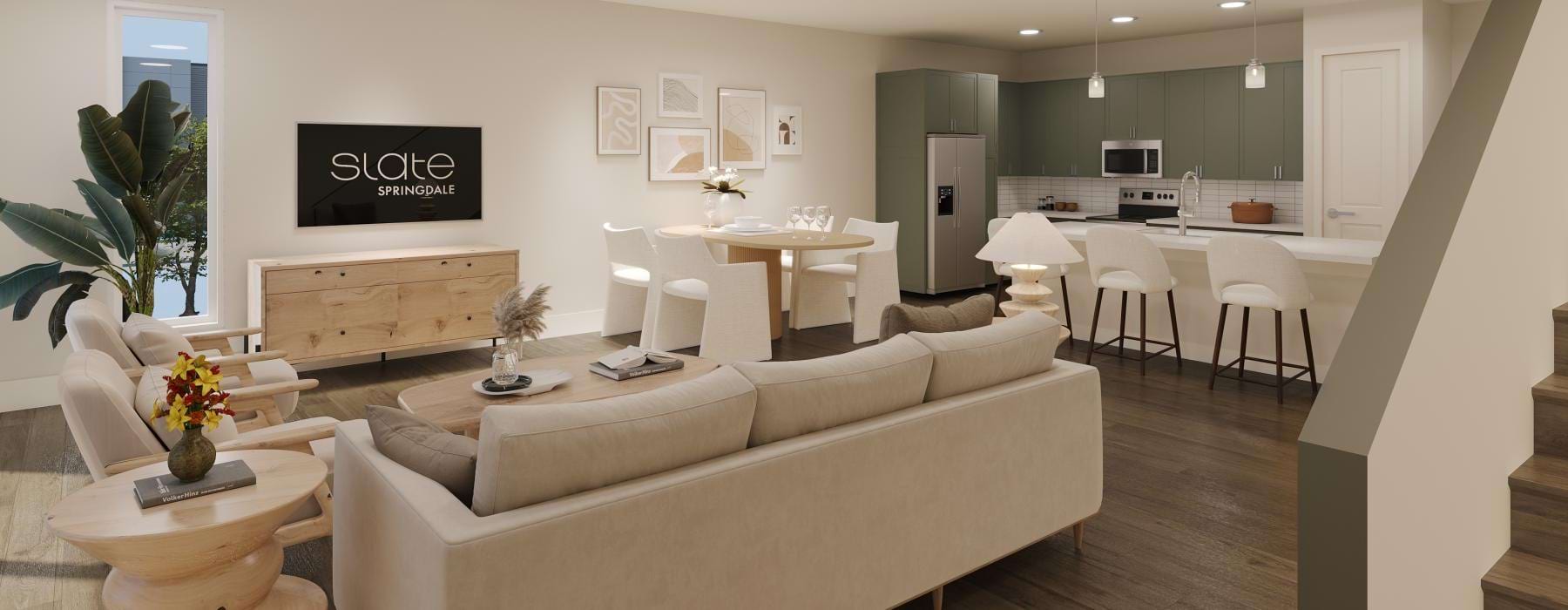 a living room with a couch and a tv
