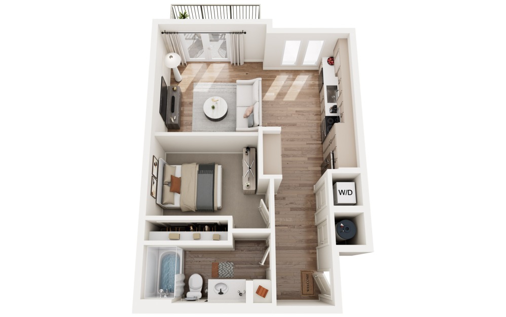 Midnight - Studio floorplan layout with 1 bathroom and 639 square feet