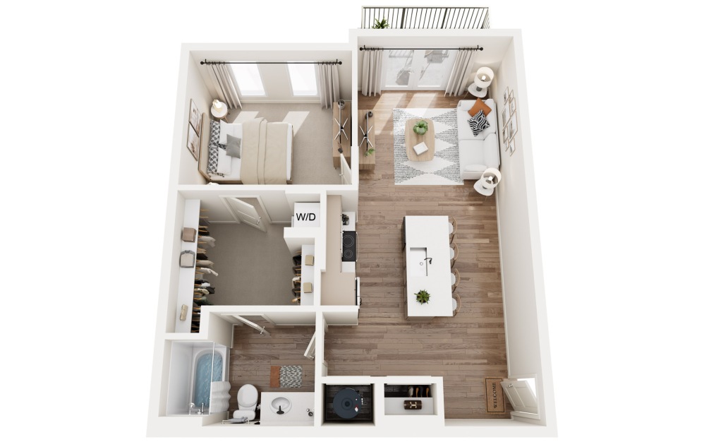 Anthracite - 1 bedroom floorplan layout with 1 bathroom and 737 square feet
