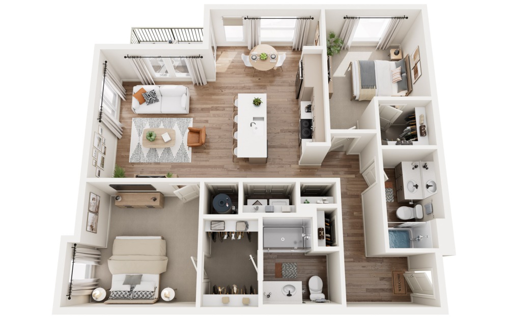Shadow - 2 bedroom floorplan layout with 2 bathrooms and 1161 square feet