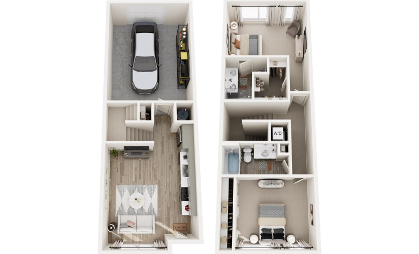 Nocturnal - 2 bedroom floorplan layout with 2 bathrooms and 1144 square feet