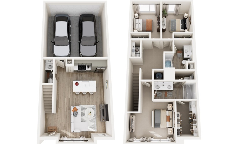 Sterling - 3 bedroom floorplan layout with 2.5 bathrooms and 1481 square feet