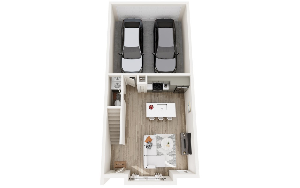Sterling - 3 bedroom floorplan layout with 2.5 bathrooms and 1481 square feet (Floor 1, 3D)