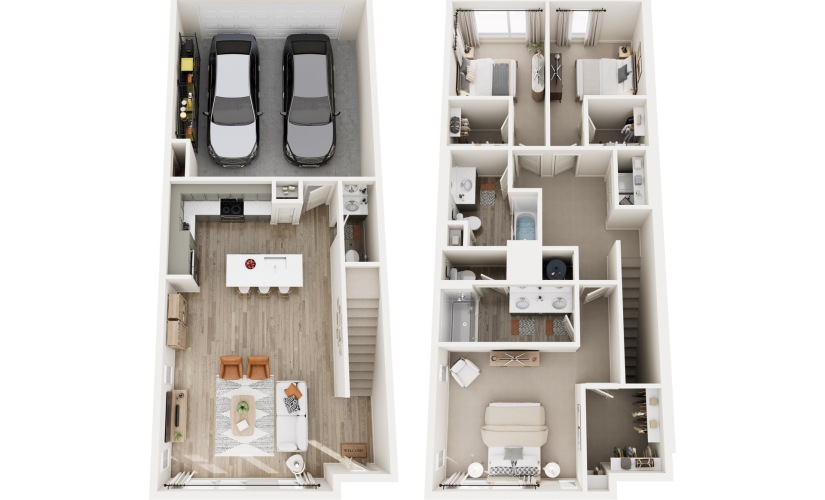 Gossamer - 3 bedroom floorplan layout with 2.5 bathrooms and 1649 square feet