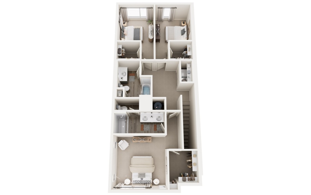 Gossamer - 3 bedroom floorplan layout with 2.5 bathrooms and 1649 square feet (Floor 2, 3D)