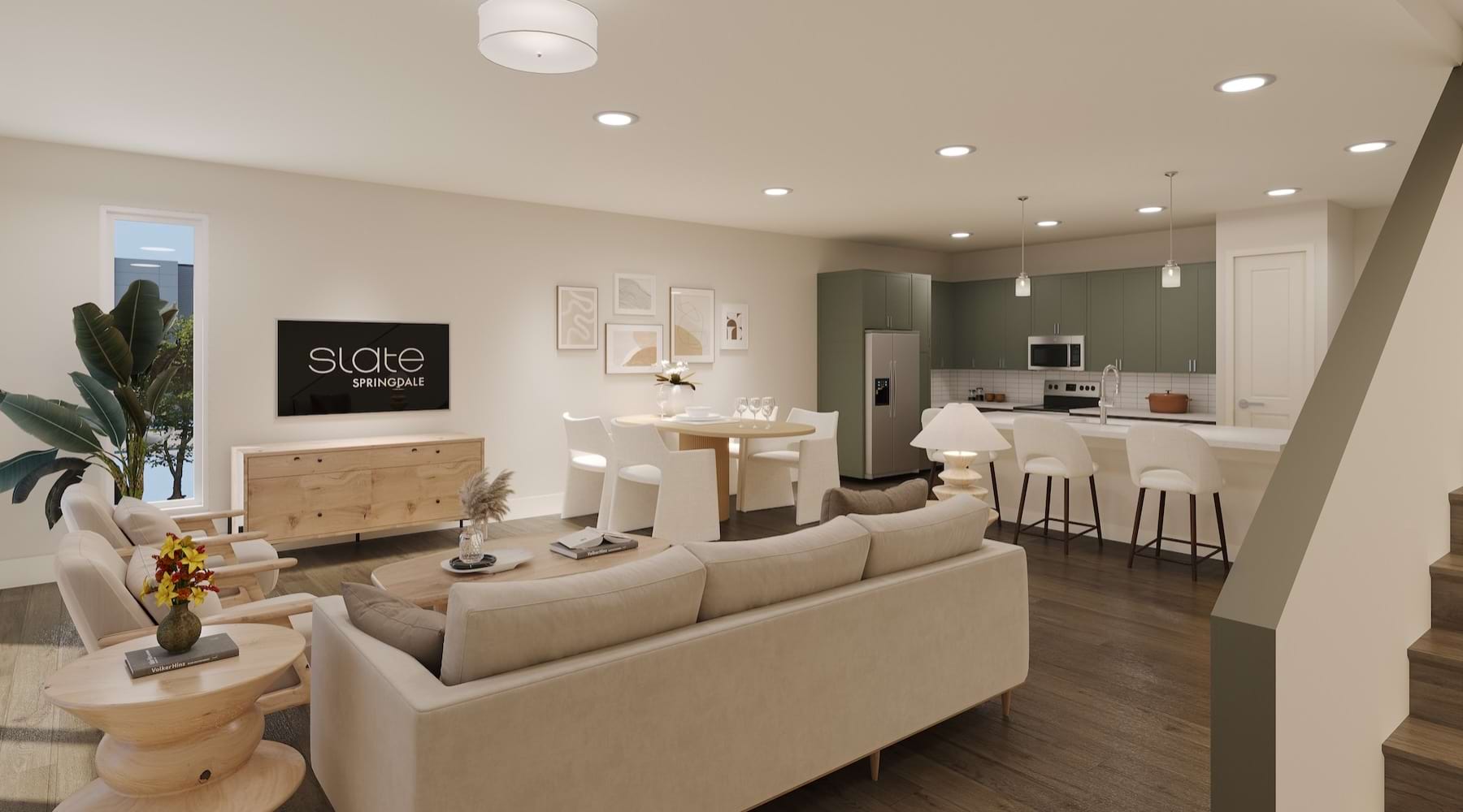 a living room with a couch and a tv